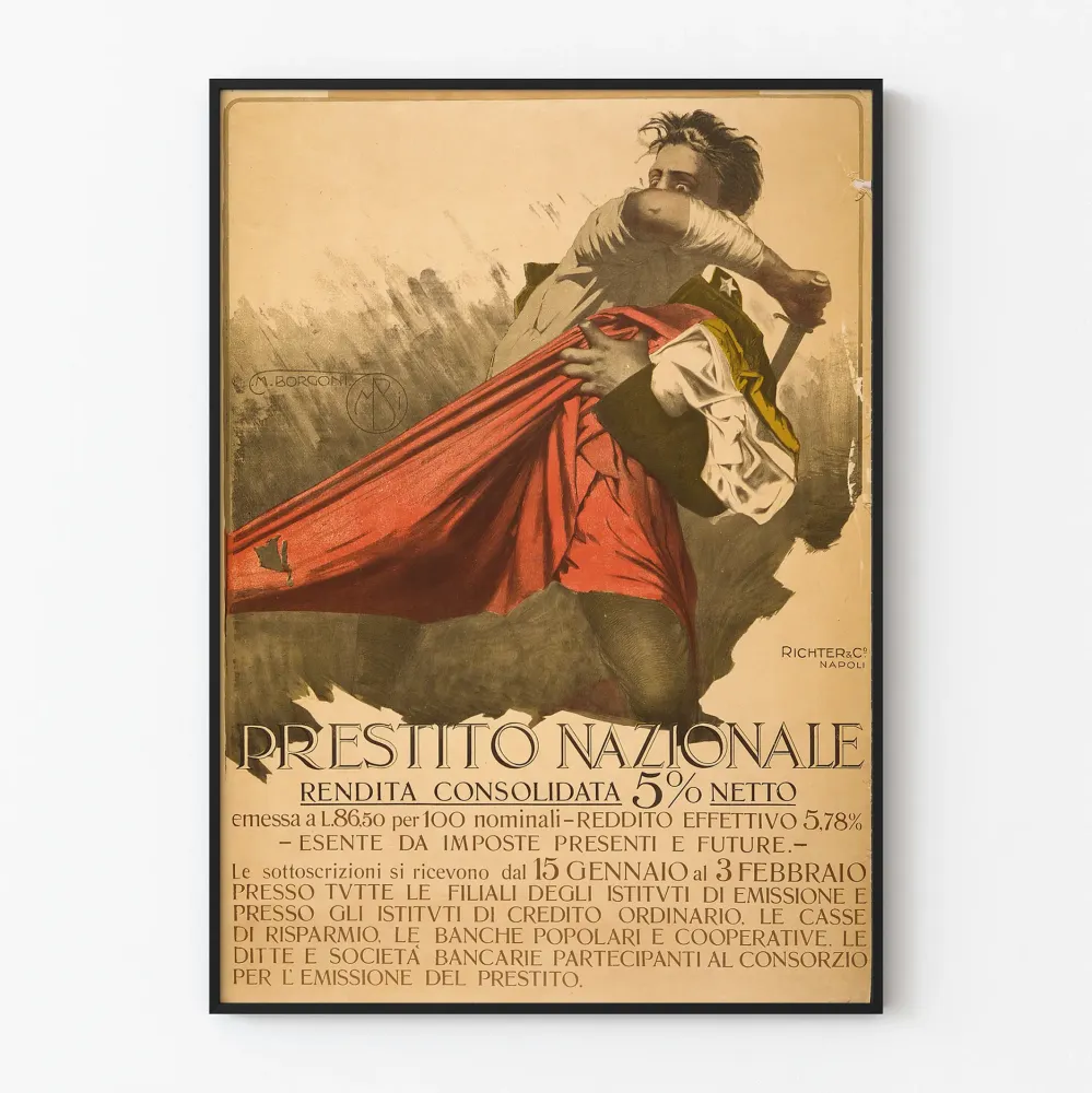 Włoski plakat vintage Prestito Nazionale 5% Netto