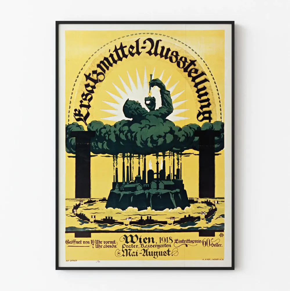 Wystawa plakatów vintage Ersatzmittel 1918 w Wiedniu