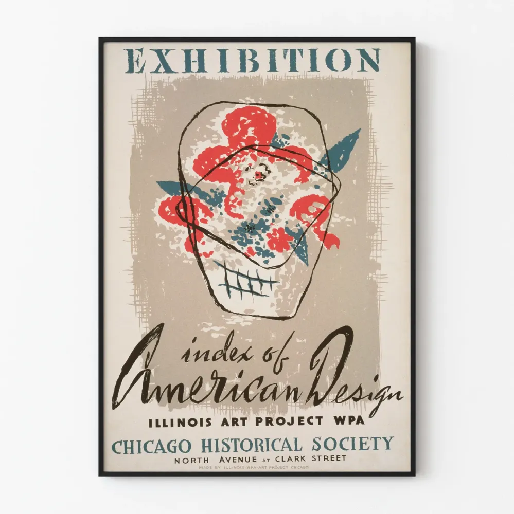 Wystawowy plakat z amerykańskiego designu vintage Chicago