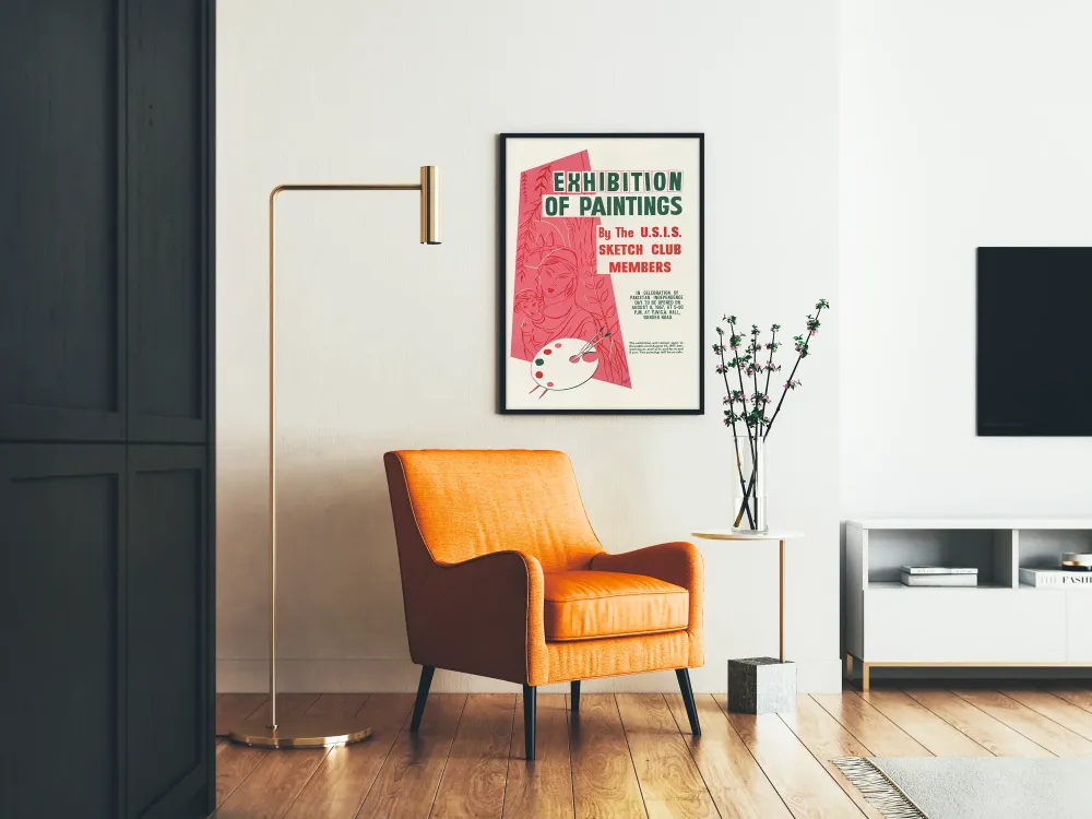 Wystawowy plakat vintage z obrazami malarskimi od U.S.I.S. Sketch Club