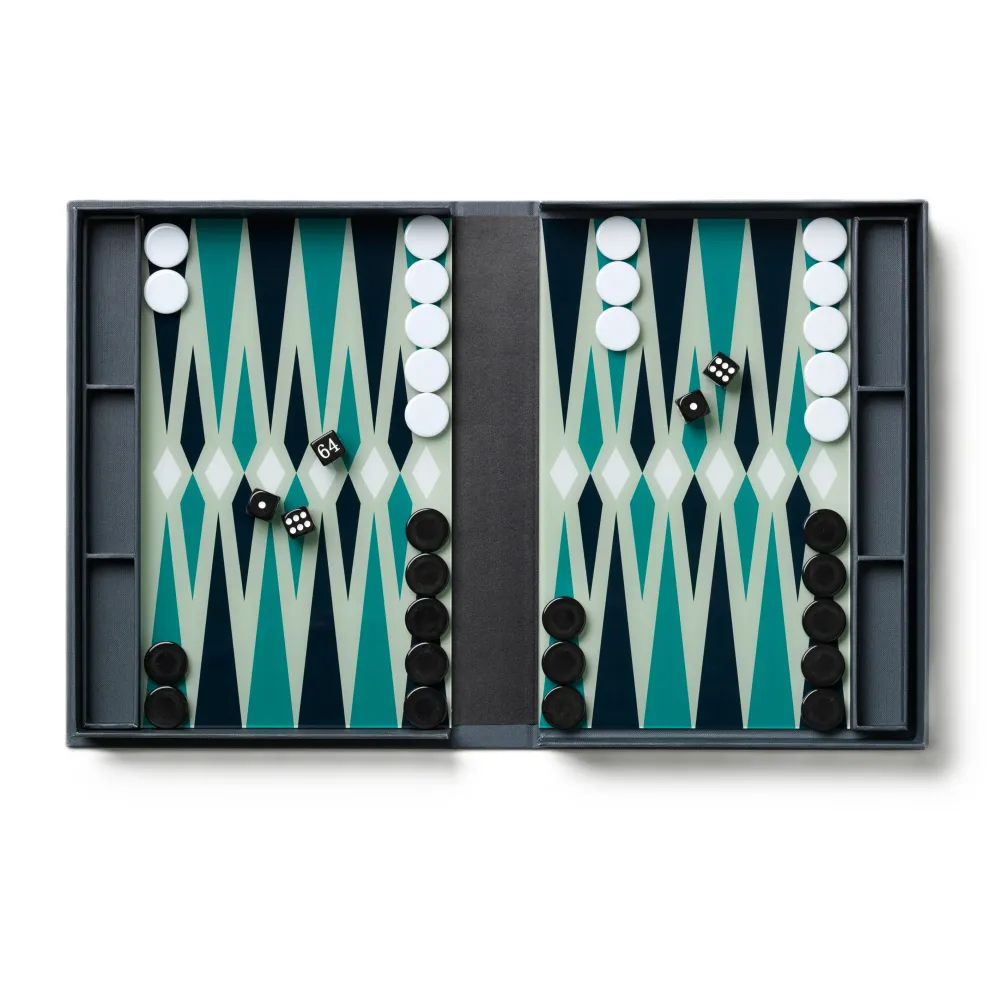 Zestaw do gry w backgammon BACKGAMMON CLASSIC szary