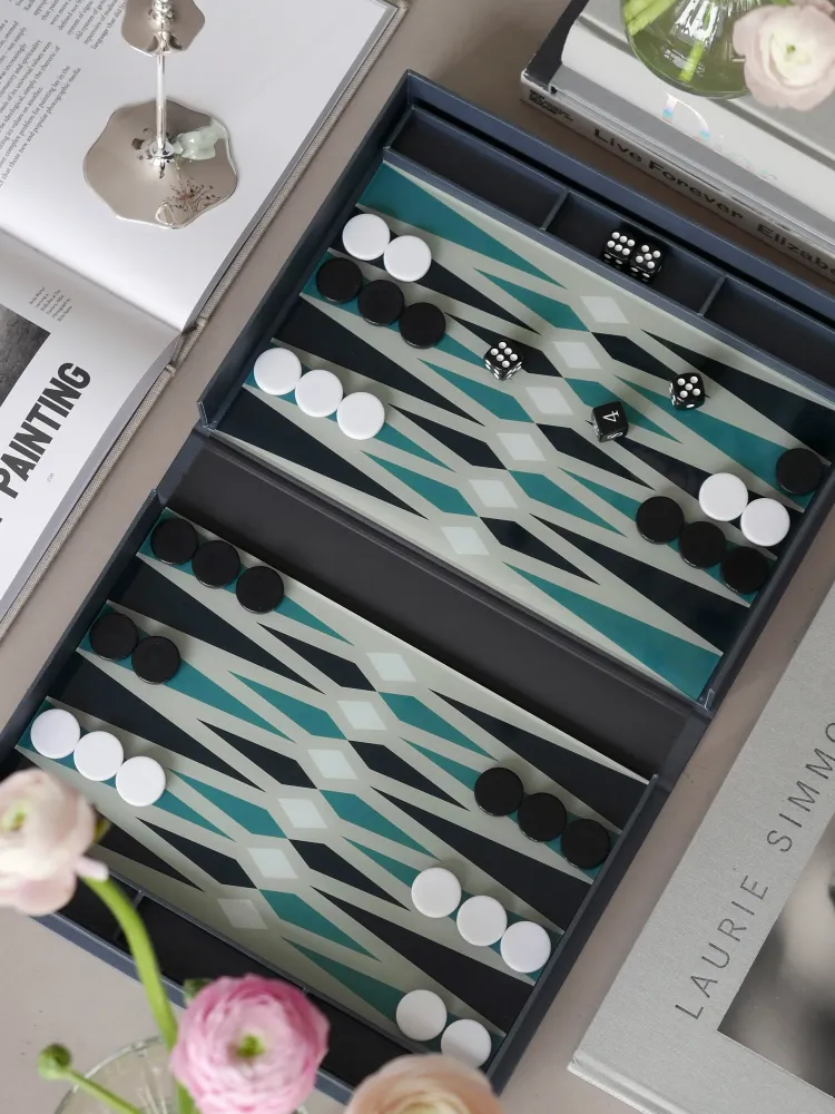 Zestaw do gry w backgammon BACKGAMMON CLASSIC szary