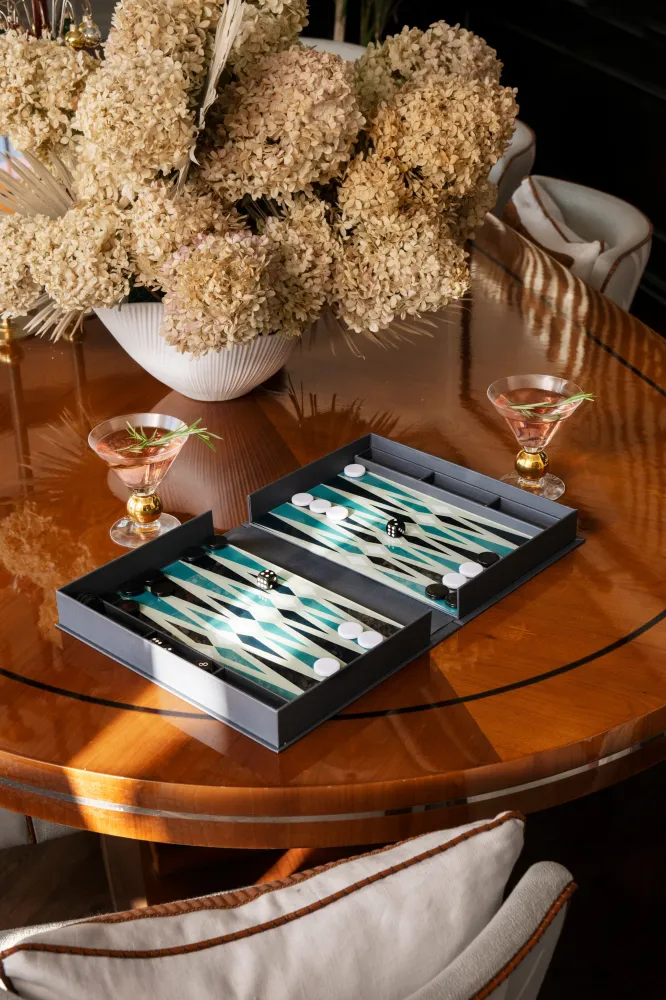 Zestaw do gry w backgammon BACKGAMMON CLASSIC szary