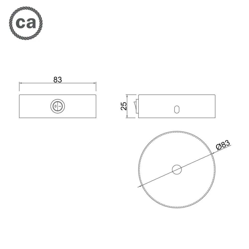 Zestaw mini podsufitka cylindryczna z metalu z wyłącznikiem – Czarna