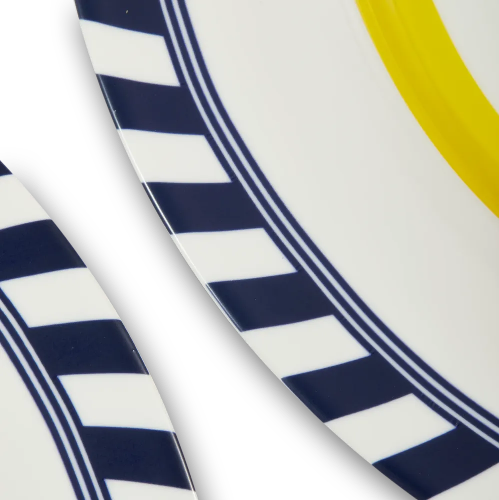Zestaw talerzy BIRD PATTERNED biały z żółtym i niebieskim