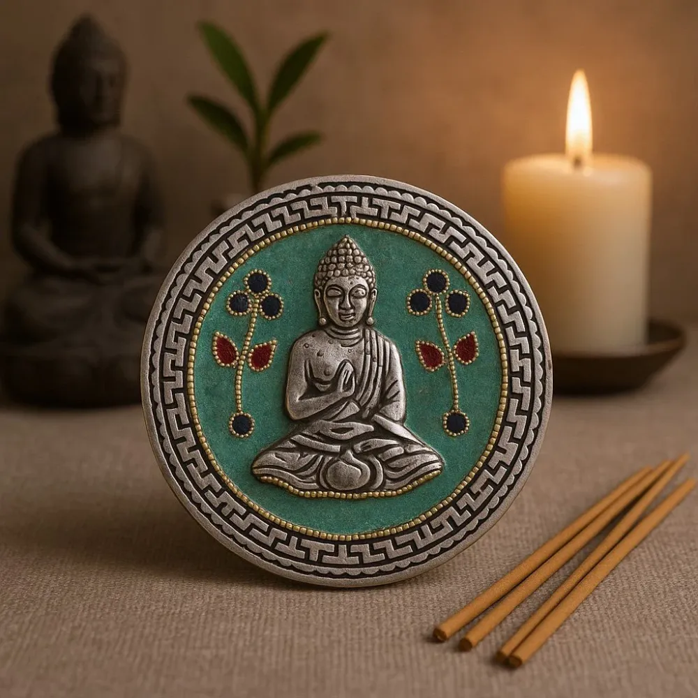 Zielony stojak na kadzidełka Budda 10 cm