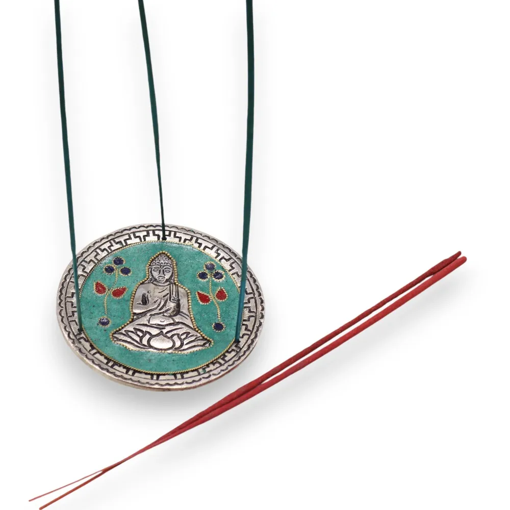 Zielony stojak na kadzidełka Budda 10 cm