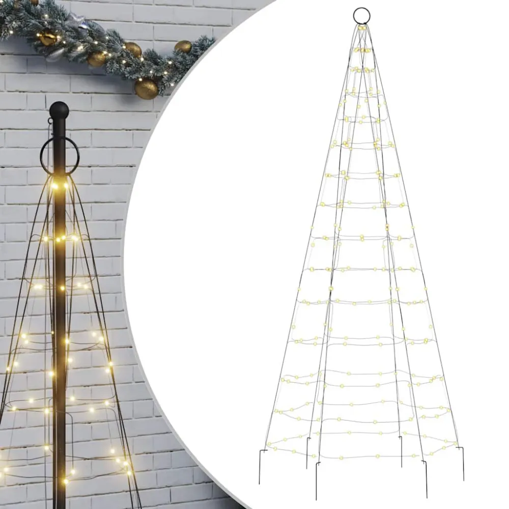 Choinka LED na maszcie 200 LED Ciepł biel 180 cm