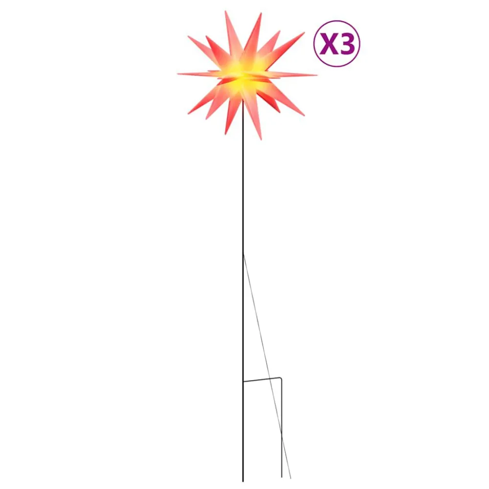 Ozdoby świetlne LED z prętami, składane 3 szt., czerwone, 35 cm
