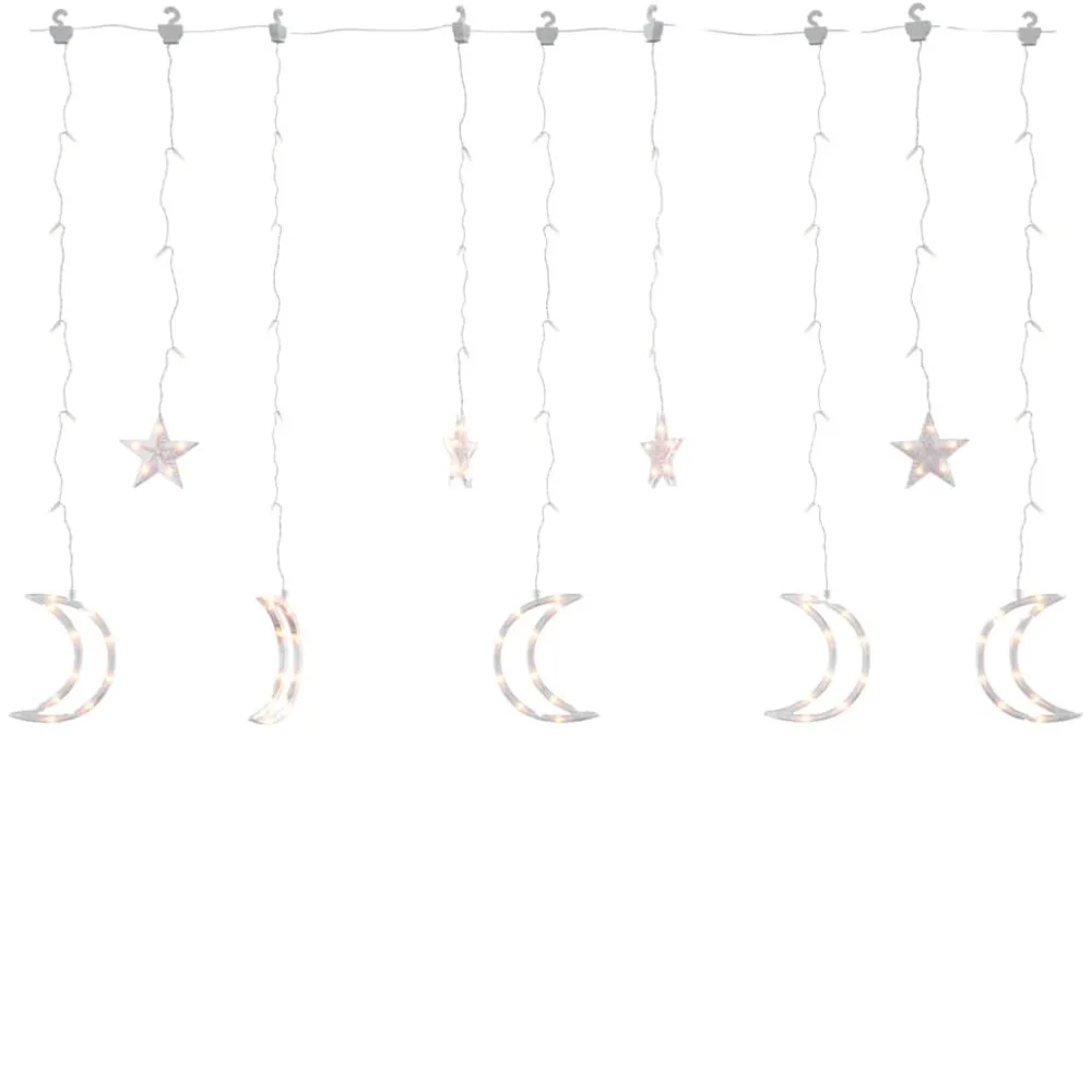 Estrelas e luas de luz + controlo remoto 345 LEDs branco quente