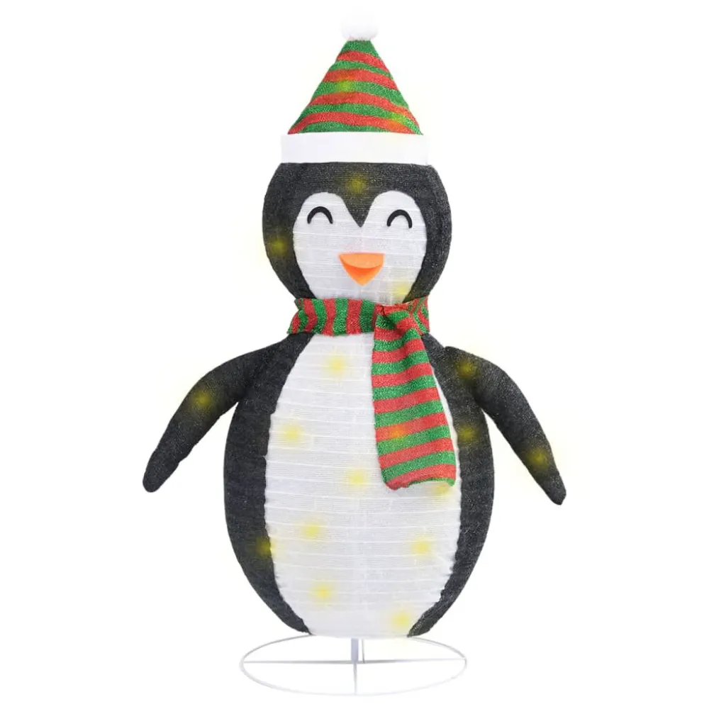 Pinguim de Natal decorativo com luzes LED tecido de luxo 120 cm