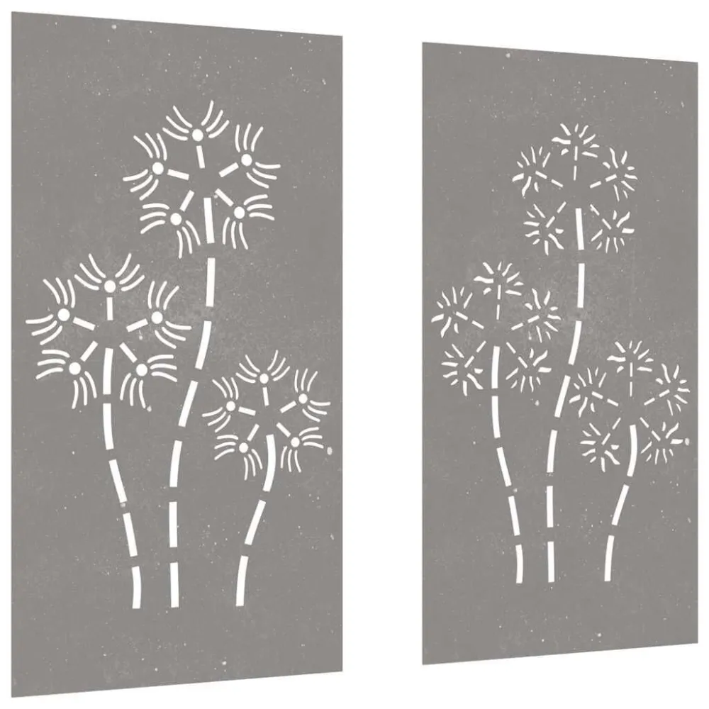 Ogrodowe dekoracje ścienne, 2 szt., 105x55 cm, stal kortenowska