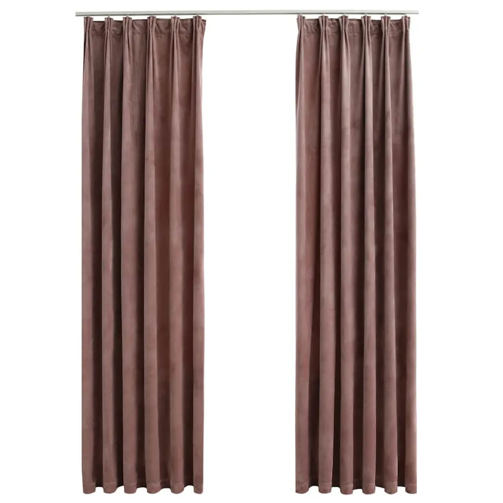 Cortinas blackout c/ ganchos 2 pcs 140x245cm veludo rosa antigo
