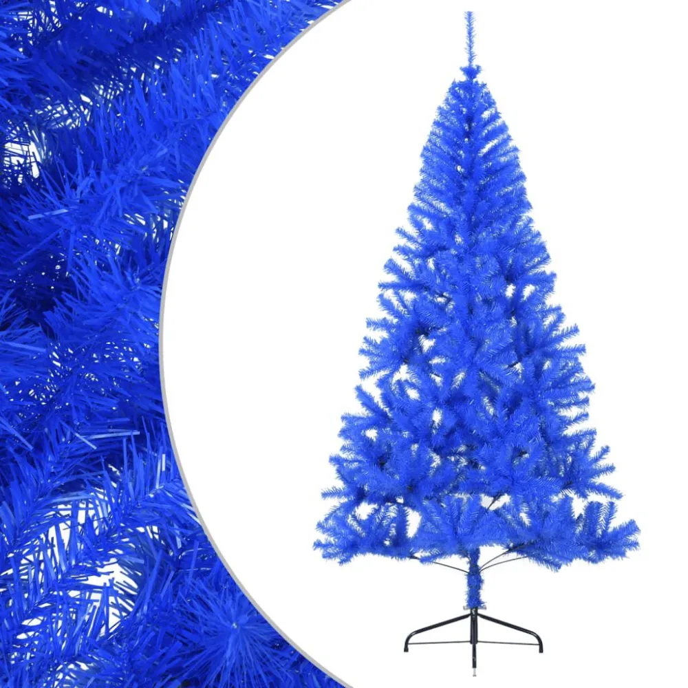 Meia árvore de Natal artificial com suporte 210 cm PVC azul