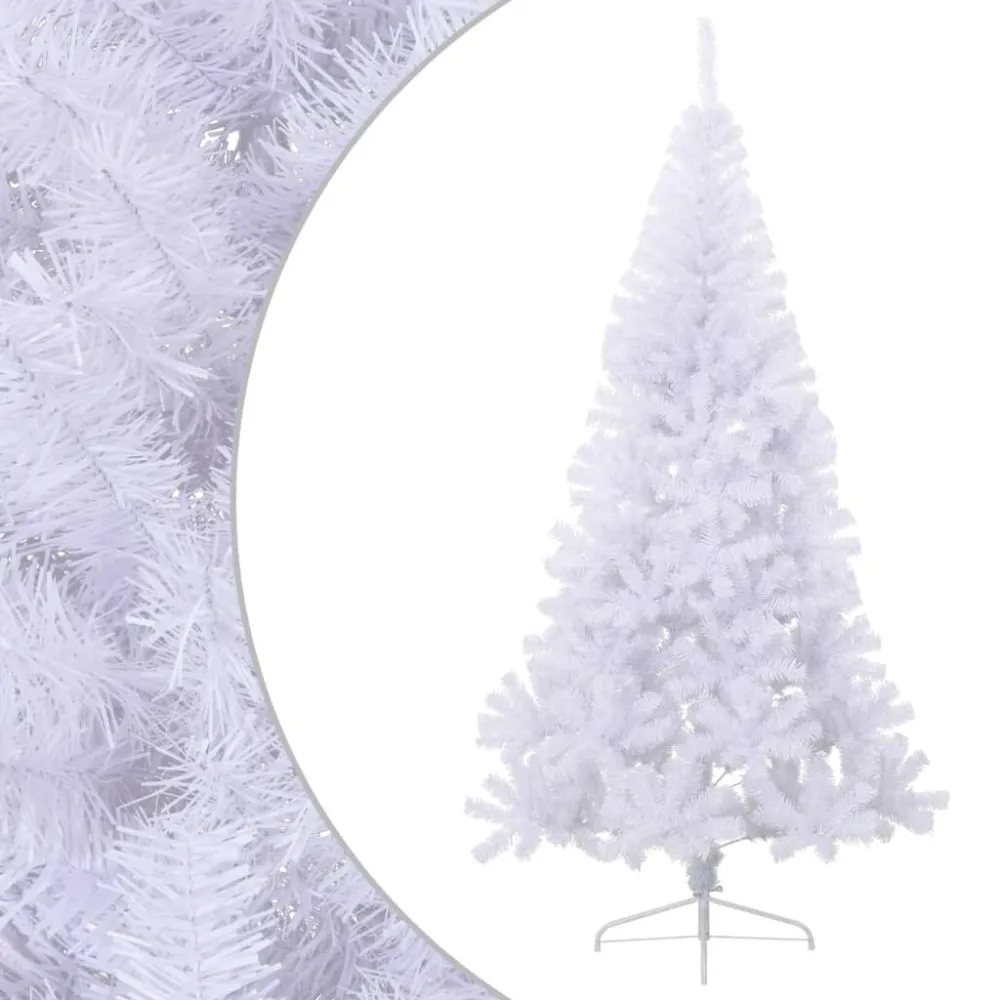 Meia árvore de Natal artificial com suporte 240 cm PVC branco