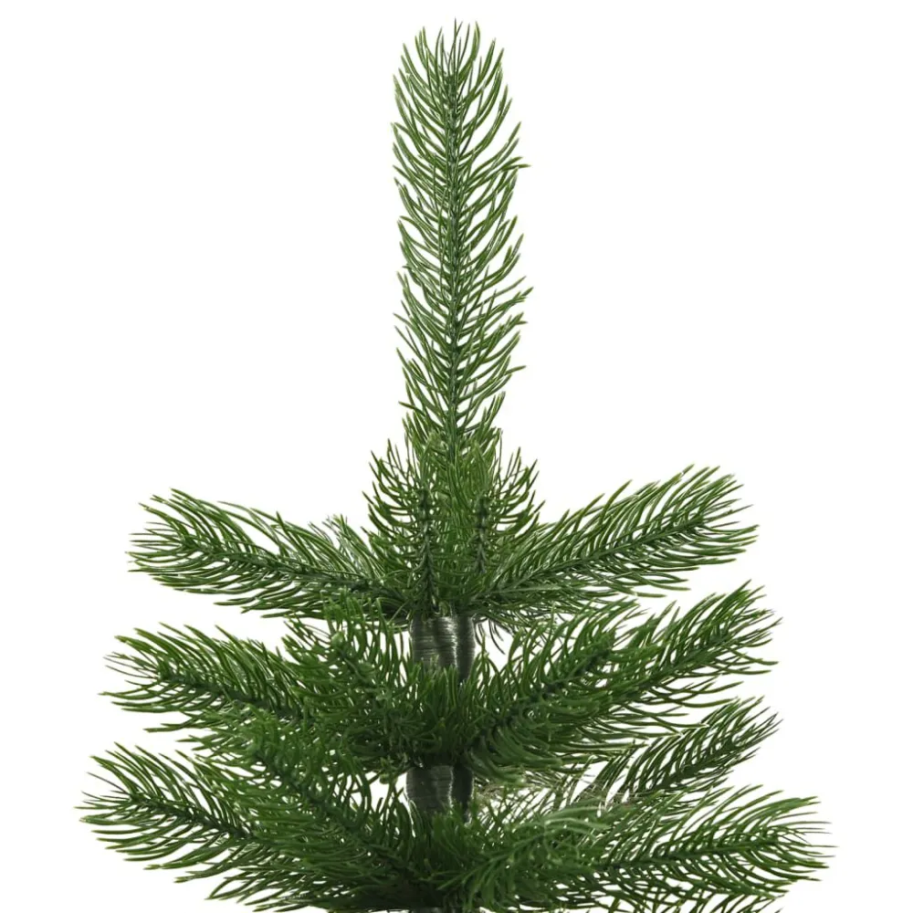 Árvore de Natal artificial fina com suporte PE 210 cm
