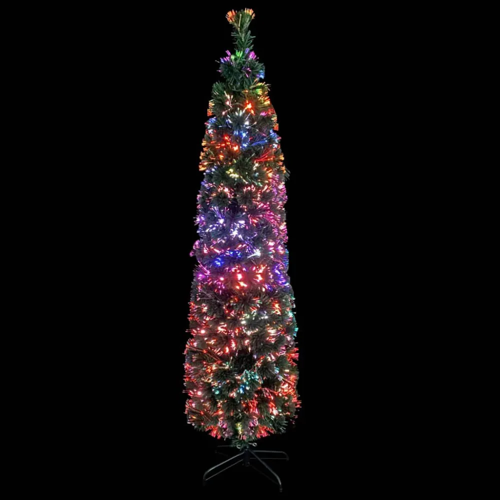 Árvore de Natal artificial fina c/ suporte 150 cm fibra ótica