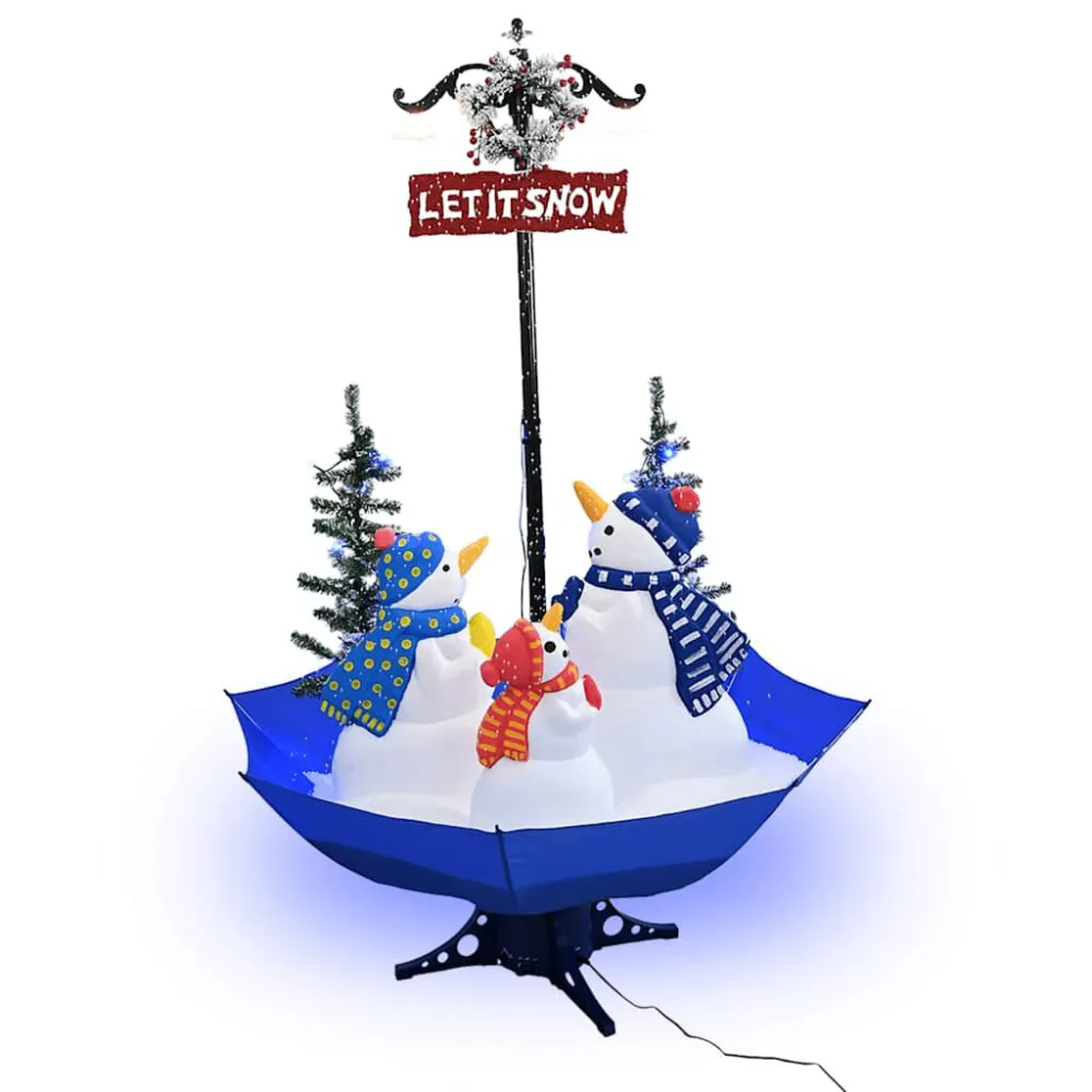Árvore Natal c/ neve base formato guarda-chuva 170 cm PVC azul