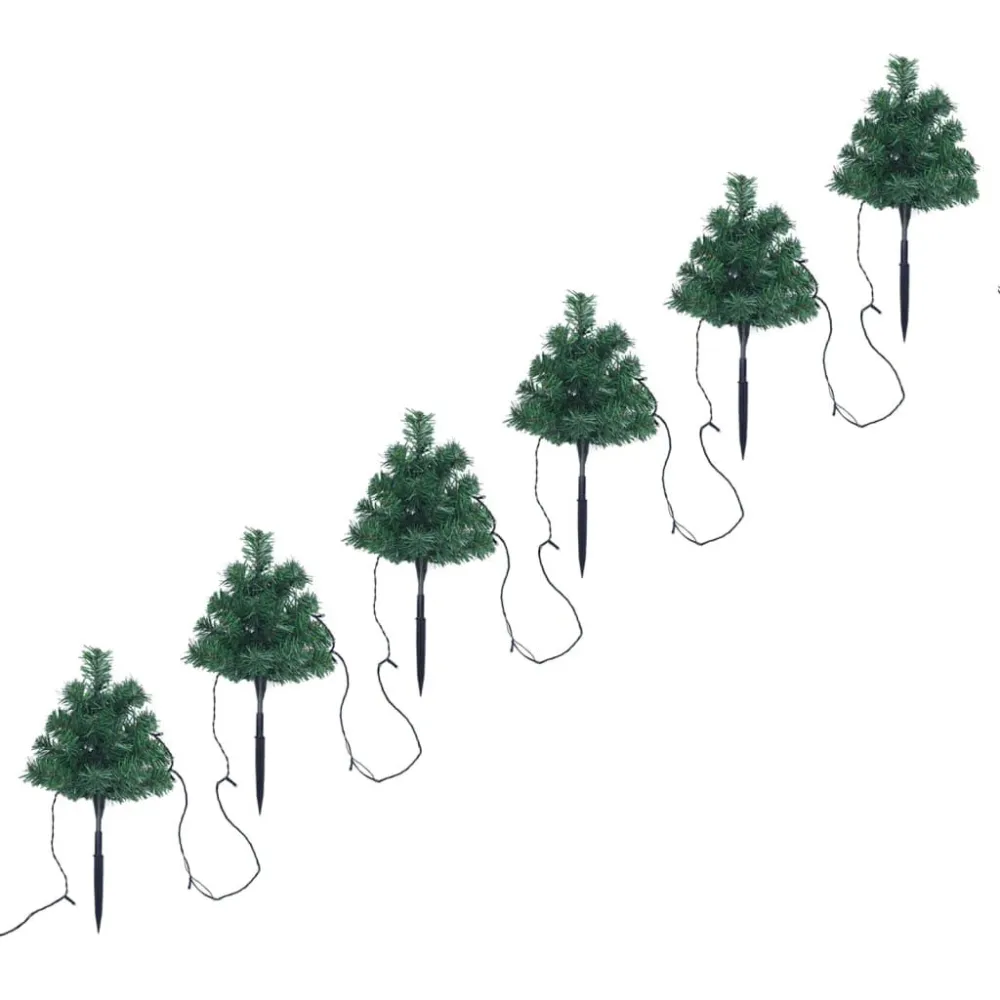 Árvores de Natal de caminho 6 pcs 45 cm PVC LEDs branco quente
