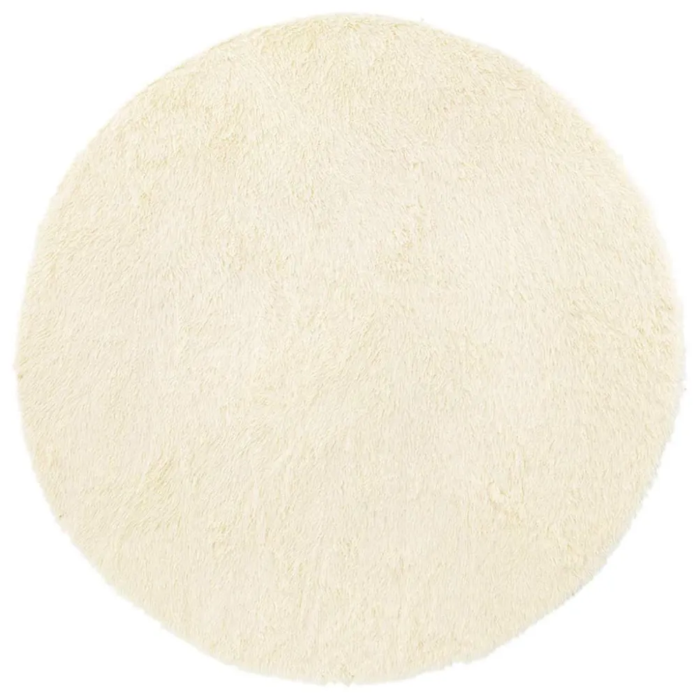 Tapete shaggy de pelo alto NAVARRA 100x100 cm poliéster creme