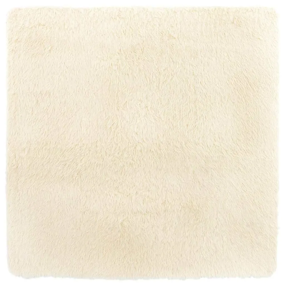 Tapete shaggy de pelo alto NAVARRA 120x120 cm poliéster creme