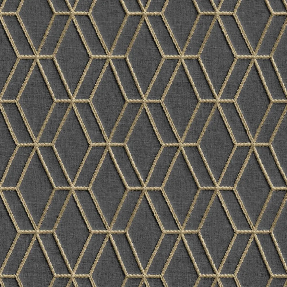 DUTCH WALLCOVERINGS Tapeta w sześciokąty, czarno-złota