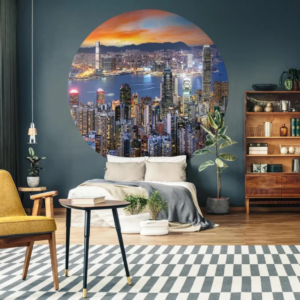 WallArt Okrągł fototapeta Skyline Night, 190 cm