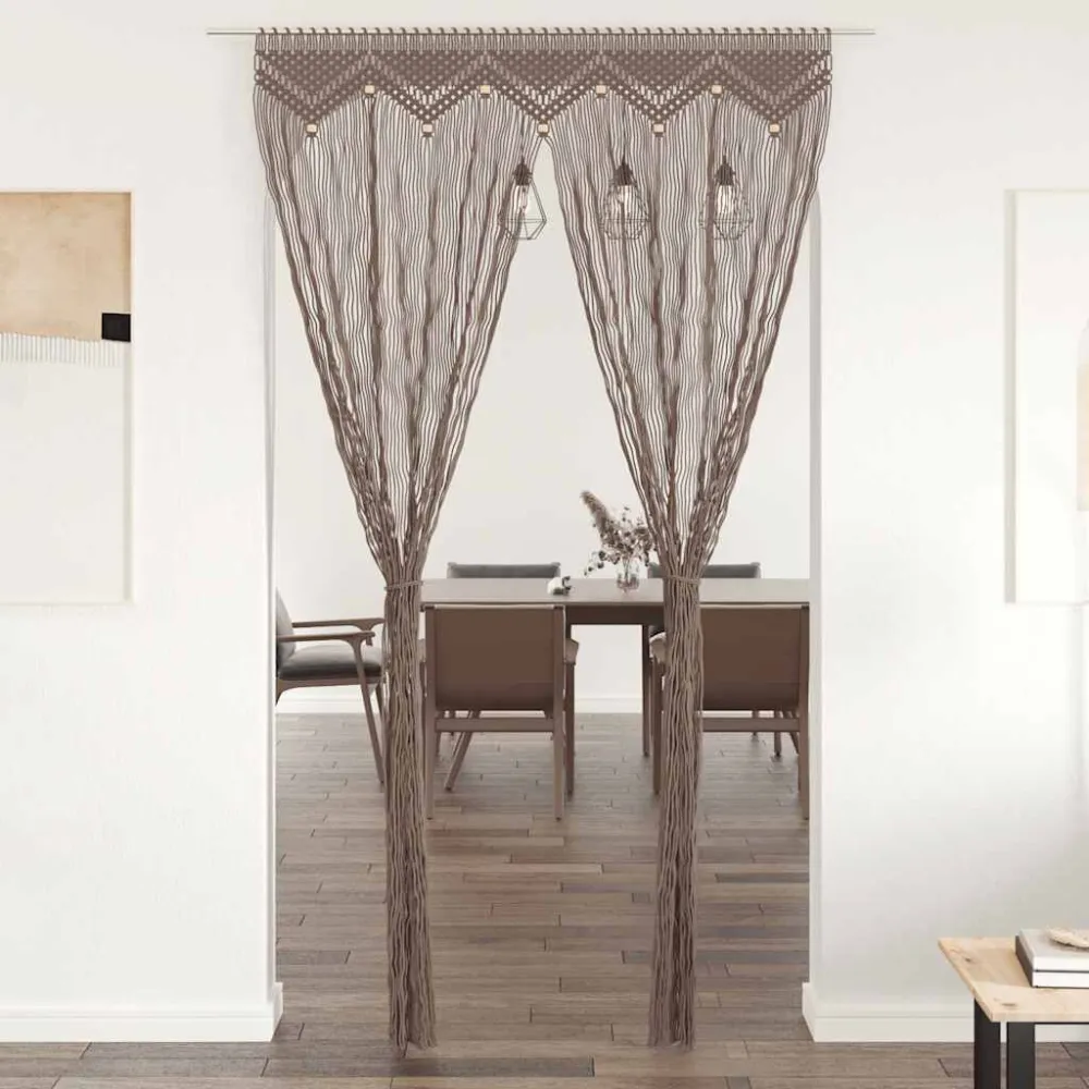 Zasłona z makramy, kolor taupe, 140 x 240 cm, bawełna