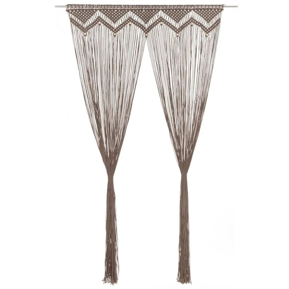 Zasłona z makramy, kolor taupe, 140 x 240 cm, bawełna