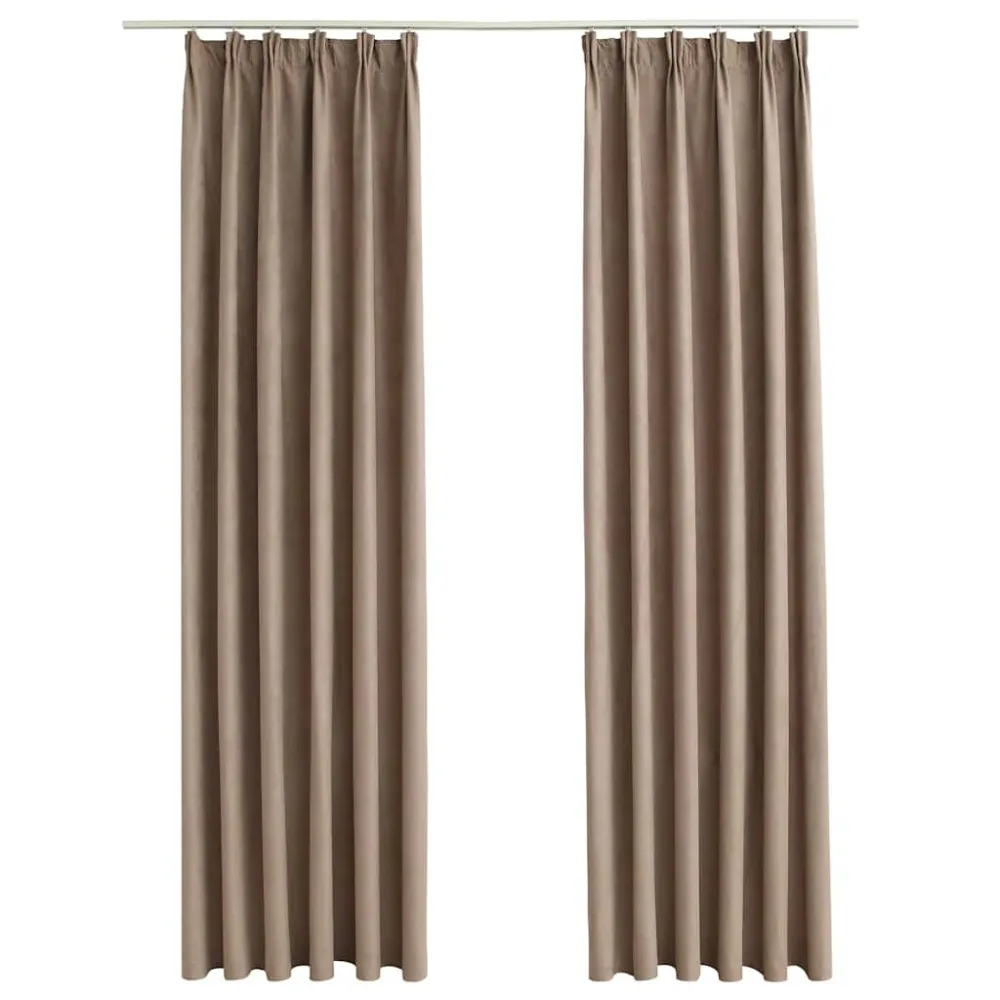 Zasłony zaciemniające z haczykami, 2 szt., taupe, 140x225 cm
