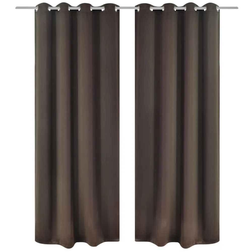 Zasłony zaciemniające z kółkami, 2 szt., 135x175 cm, brązowe