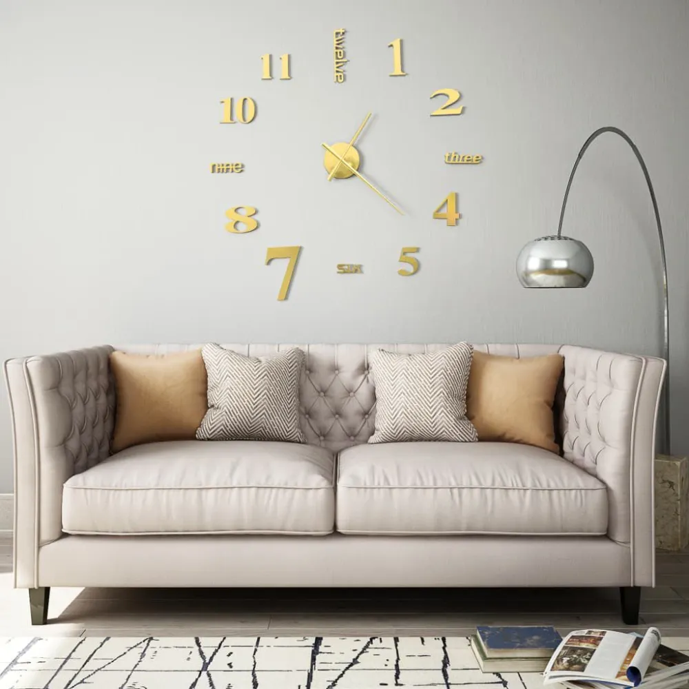 Zegar ścienny 3D, nowoczesny design, 100 cm, XXL, złoty