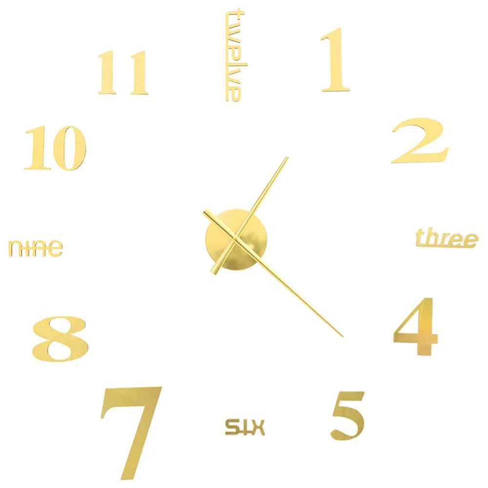 Zegar ścienny 3D, nowoczesny design, 100 cm, XXL, złoty